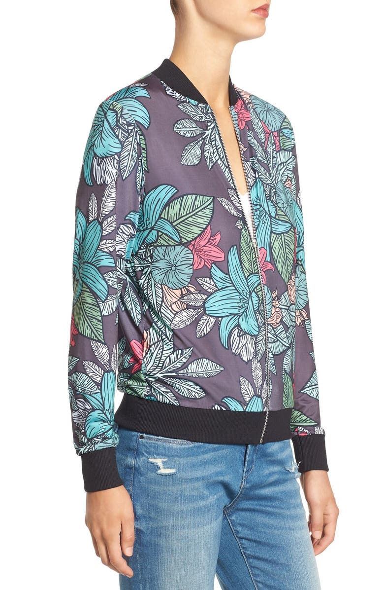 Missguided Floral Print Bomber Jacket, Alternate, color,