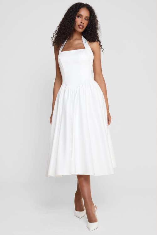Leau Hart Halter Corset Midi Dress In White