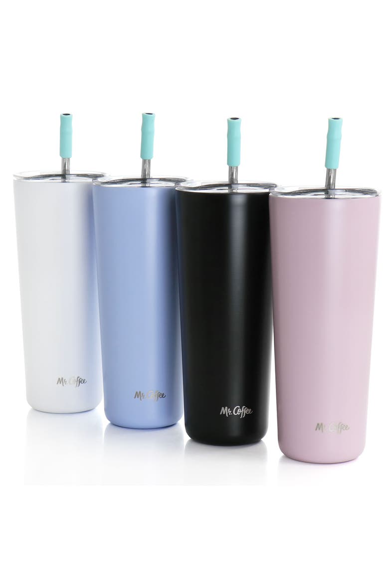 Java Quest 4 Piece 23 oz Stainless Steel Tumbler Set with Lids and Straws, Alternate, color, Blue