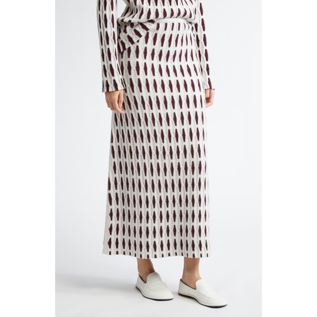 ZANKOV Elisabetta Knit Wool Skirt in Ivory/Tawny