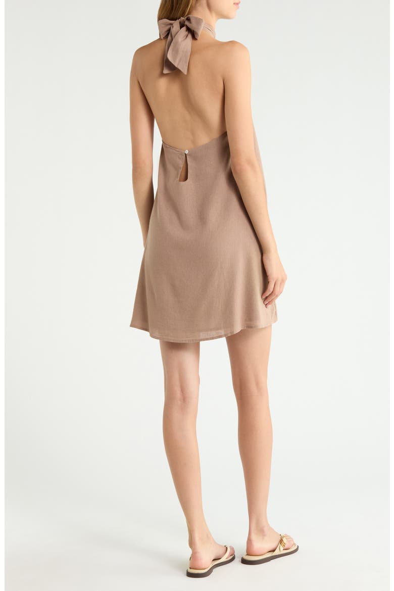 Halter Open Back Cover-Up Dress, Alternate, color, BROWN