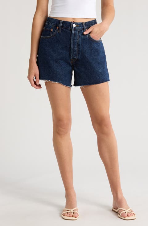 '90s Raw Hem Low Slung Organic Cotton Denim Shorts (Heritage Rinse)