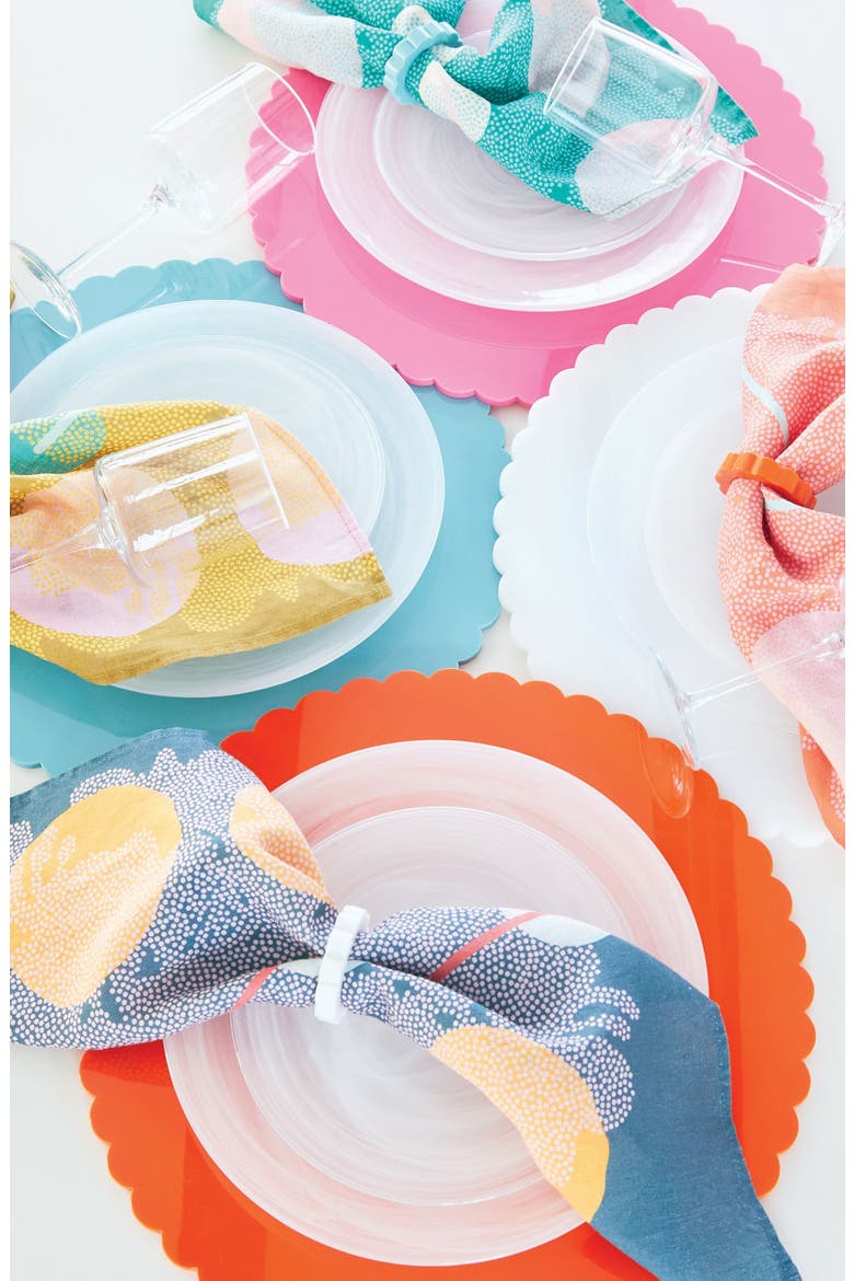 Scalloped Set of 2 Placemats, Alternate, color, TEAL
