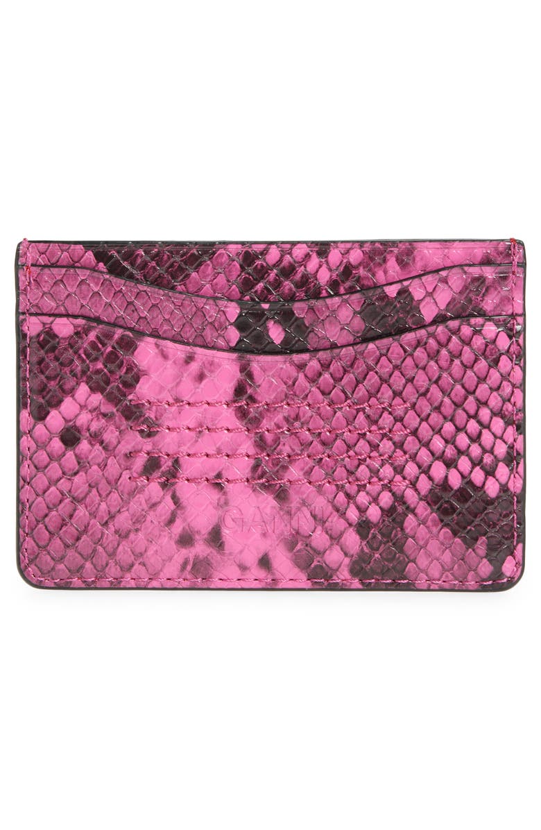 Ganni Bou Card Holder, Alternate, color, Raspberry