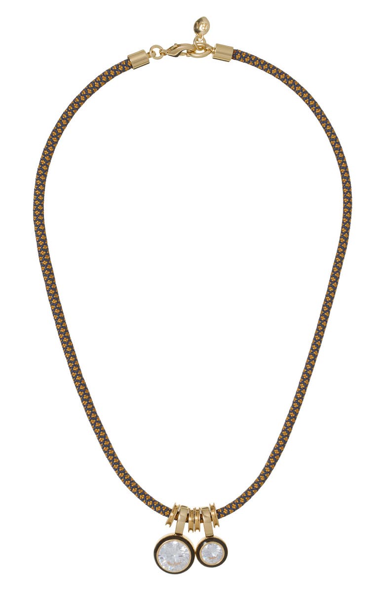 ROXANNE ASSOULIN The Cubic Double Drop Cord Necklace, Main, color, Blue/ Gold