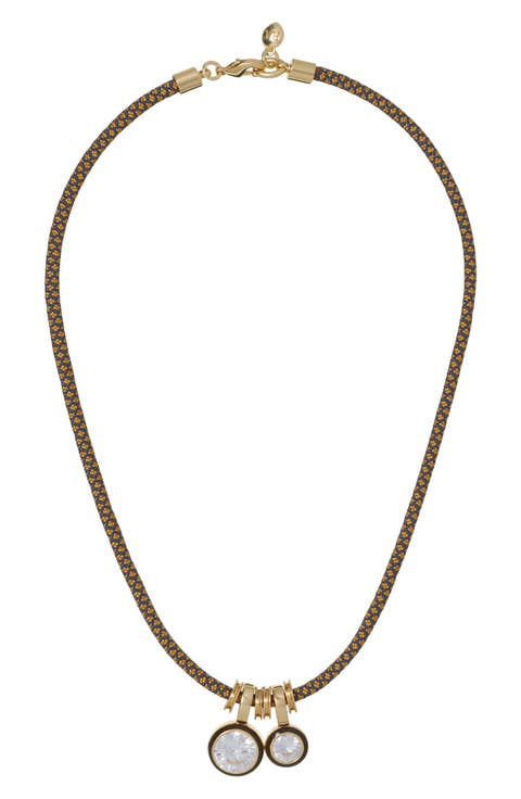 The Cubic Double Drop Cord Necklace