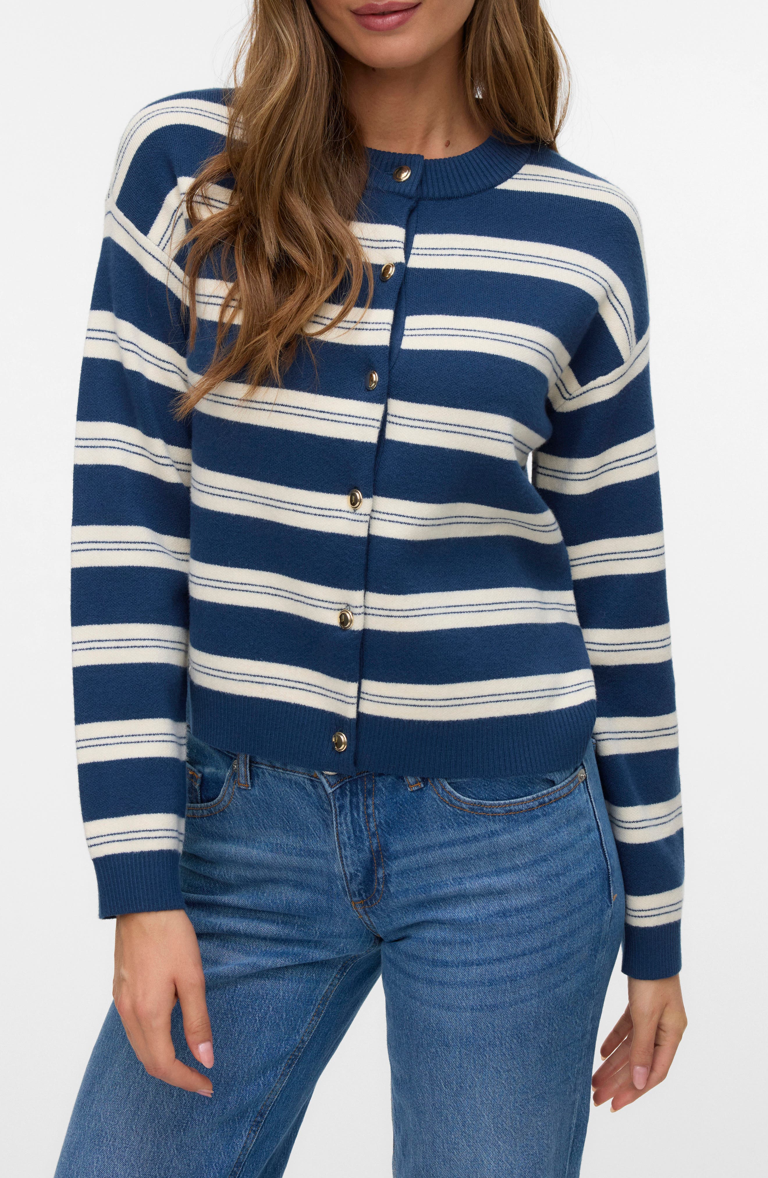 Stripe Button Front Crop Cardigan - image 2