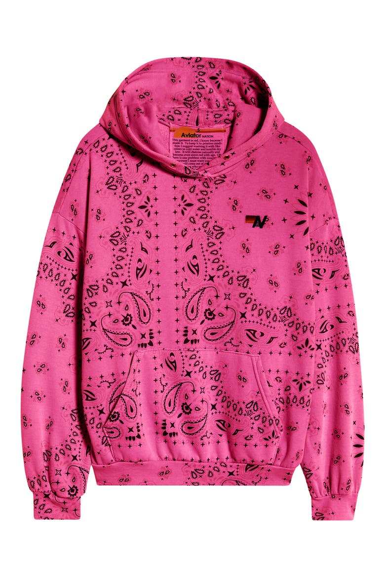 Bandana Graphic Hoodie, Alternate, color, NEON PINK