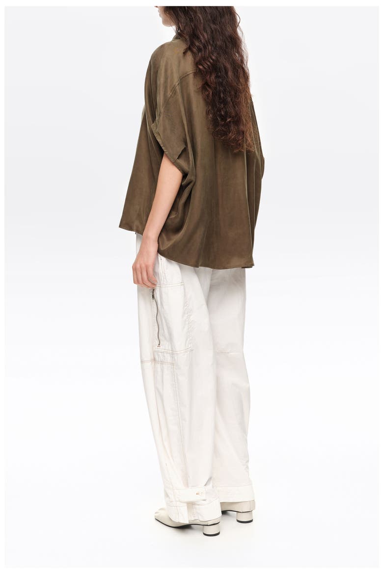 Draped Cape Shirt, Alternate, color, KHAKI