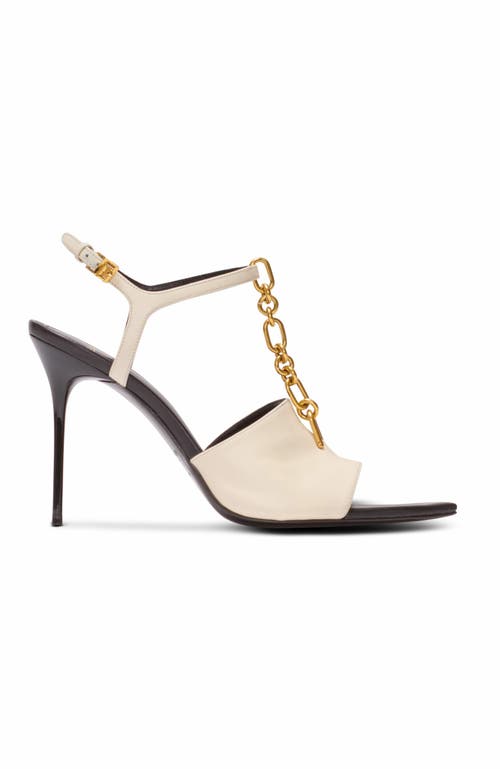 Balmain Sync Leather Sandals With Heel In Sand