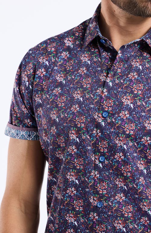 Robert Graham Keane Short Sleeve Cotton Button-up Shirt In Blue