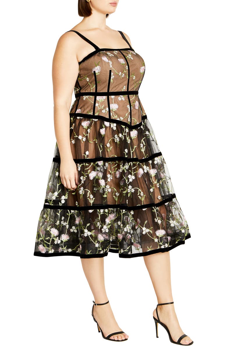 City Chic Splendour Floral Embroidery A-Line Dress, Alternate, color, Splendour