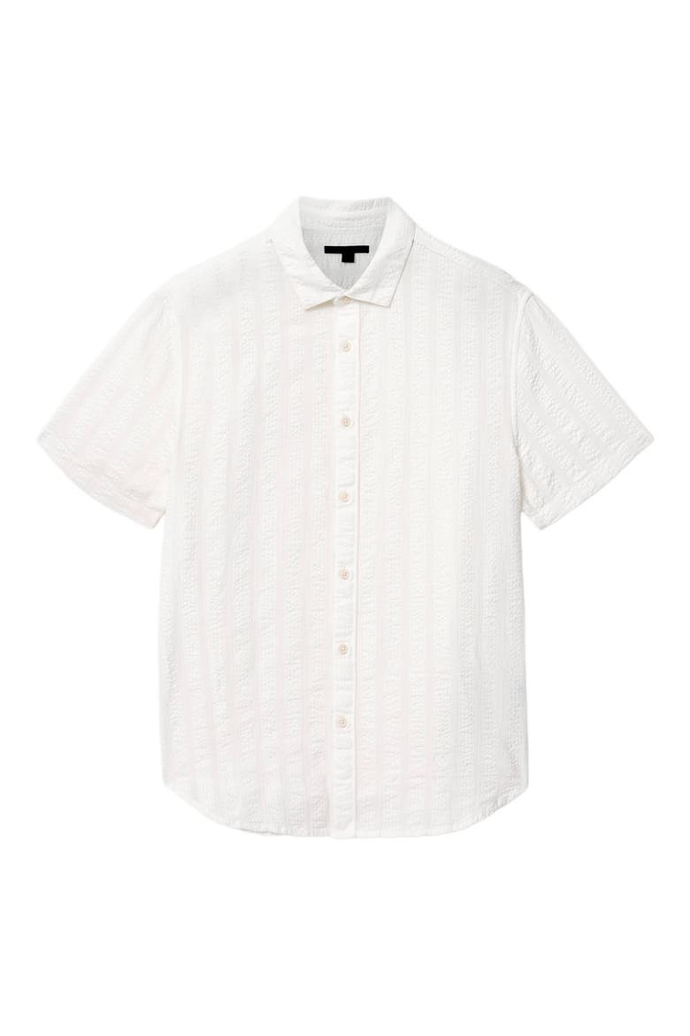 Carson Textured Short Sleeve Cotton Button-Up Shirt, Alternate, color, WHITE