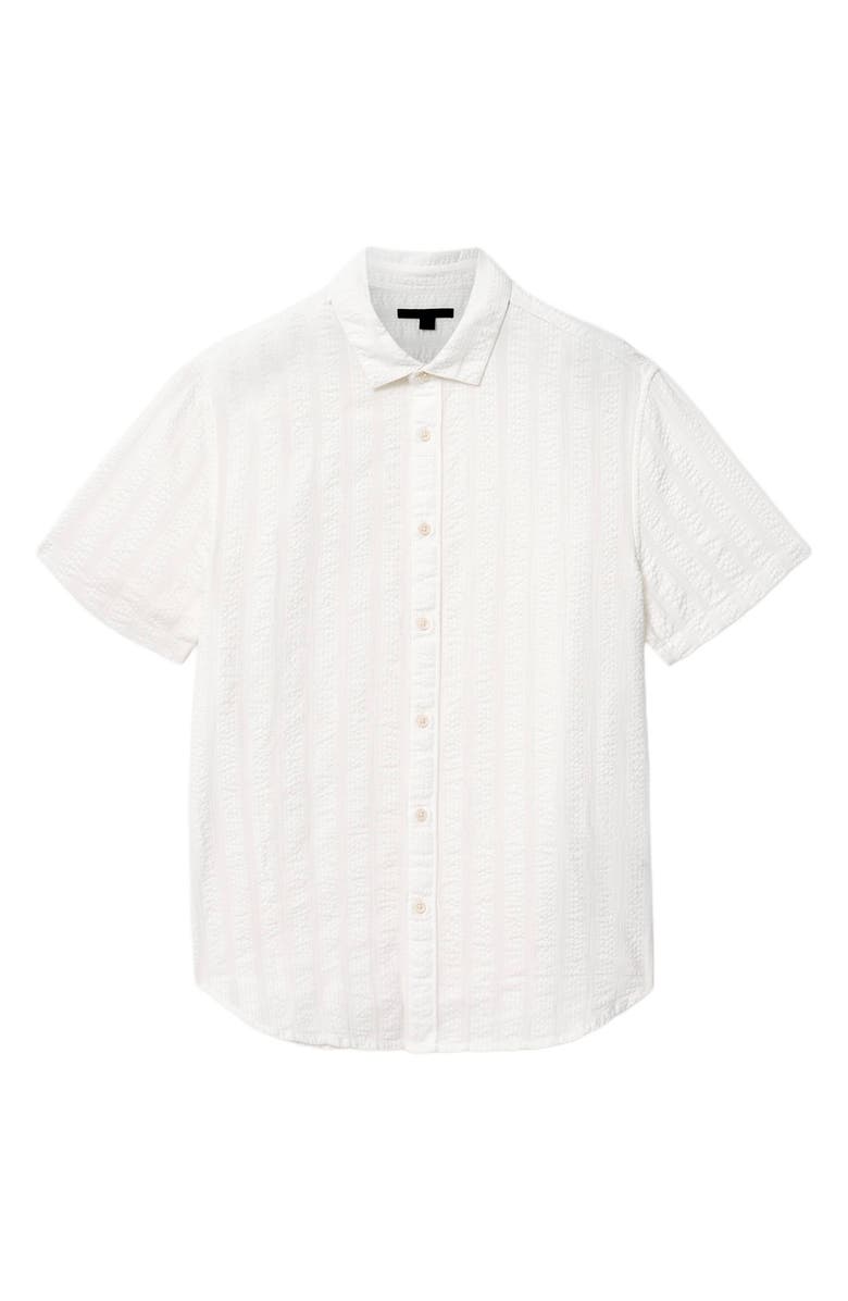 John Varvatos Carson Textured Short Sleeve Cotton Button-Up Shirt, Alternate, color, 