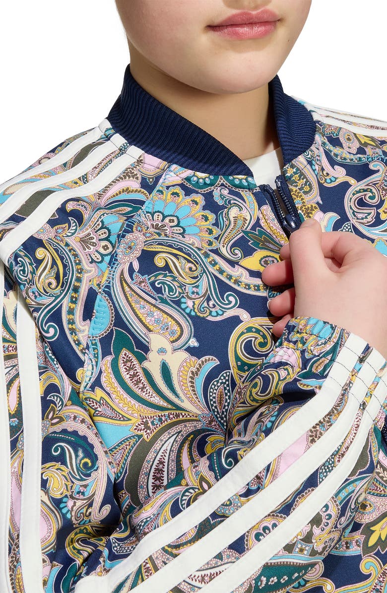 adidas Kids' x Liberty london The Loose Crop Paisley Track Top, Alternate, color, Night Indigo/ Multicolor