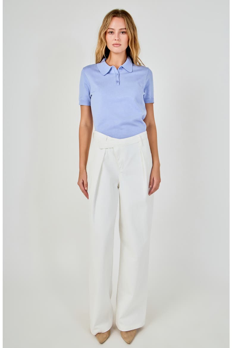 Crossover Waist Wide Leg Jeans, Alternate, color, WHITE