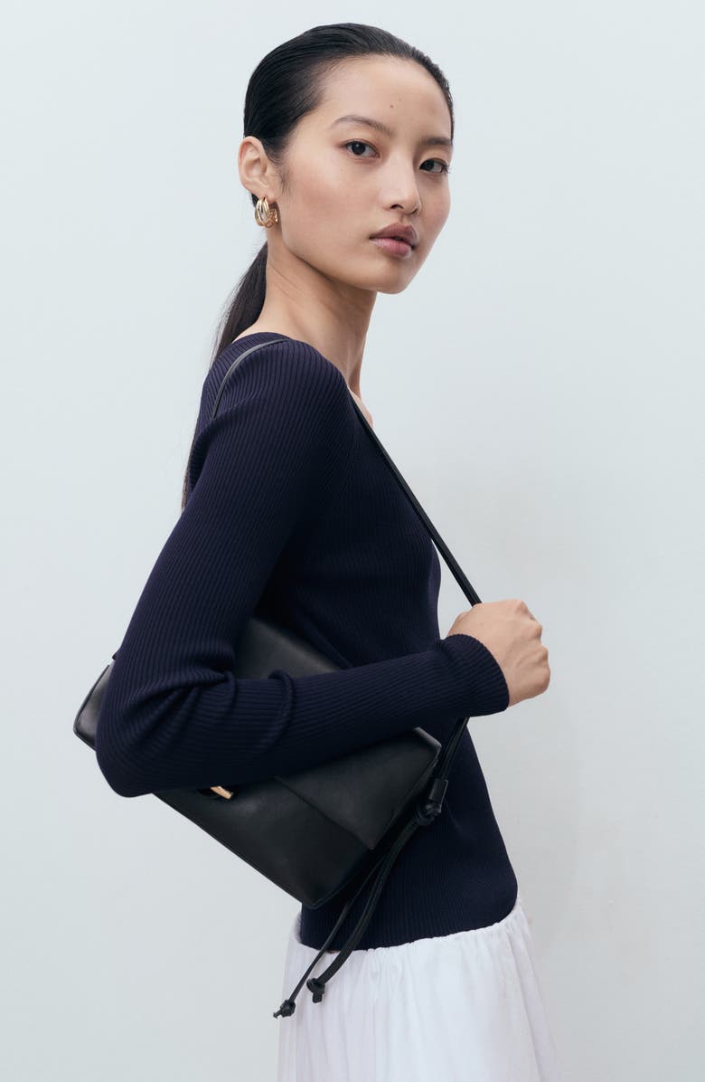 MANGO V-Neck Rib Knit Sweater, Alternate, color, Dark Navy