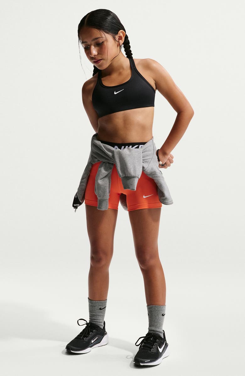 Nike Kids' Pro Swoosh Racerback Sports Bra, Alternate, color, Black/ Black/ White