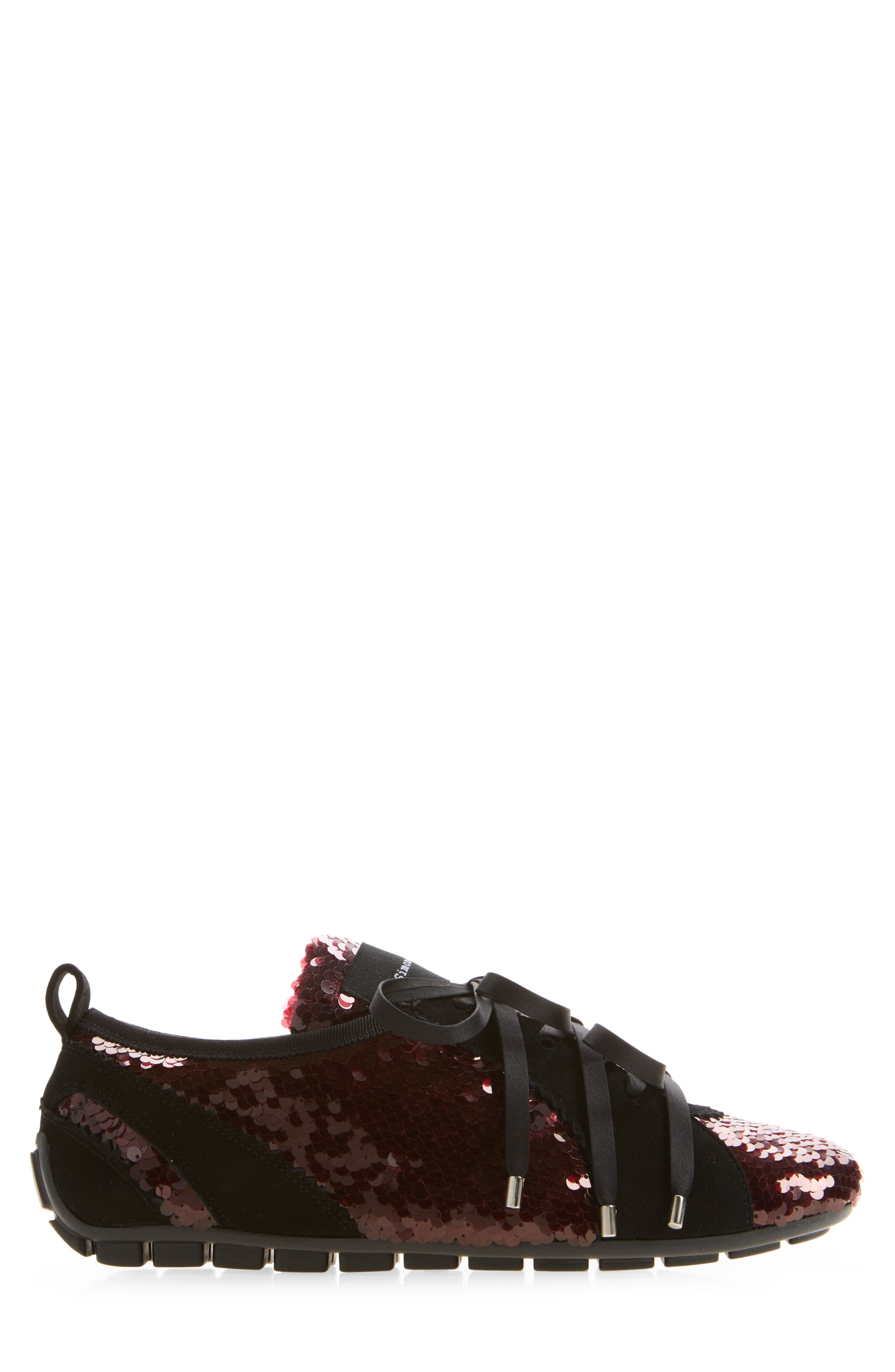 Sequin Ballerina Grip Trainer Sneaker, Alternate, color, DEEP RED