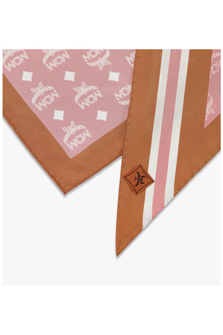 Monogram Print Triangle Silk Scarf, Alternate, color, Soft Pink