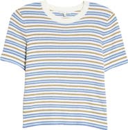 Rebecca Taylor Stripe Cotton Blend Mini Bouclé Top