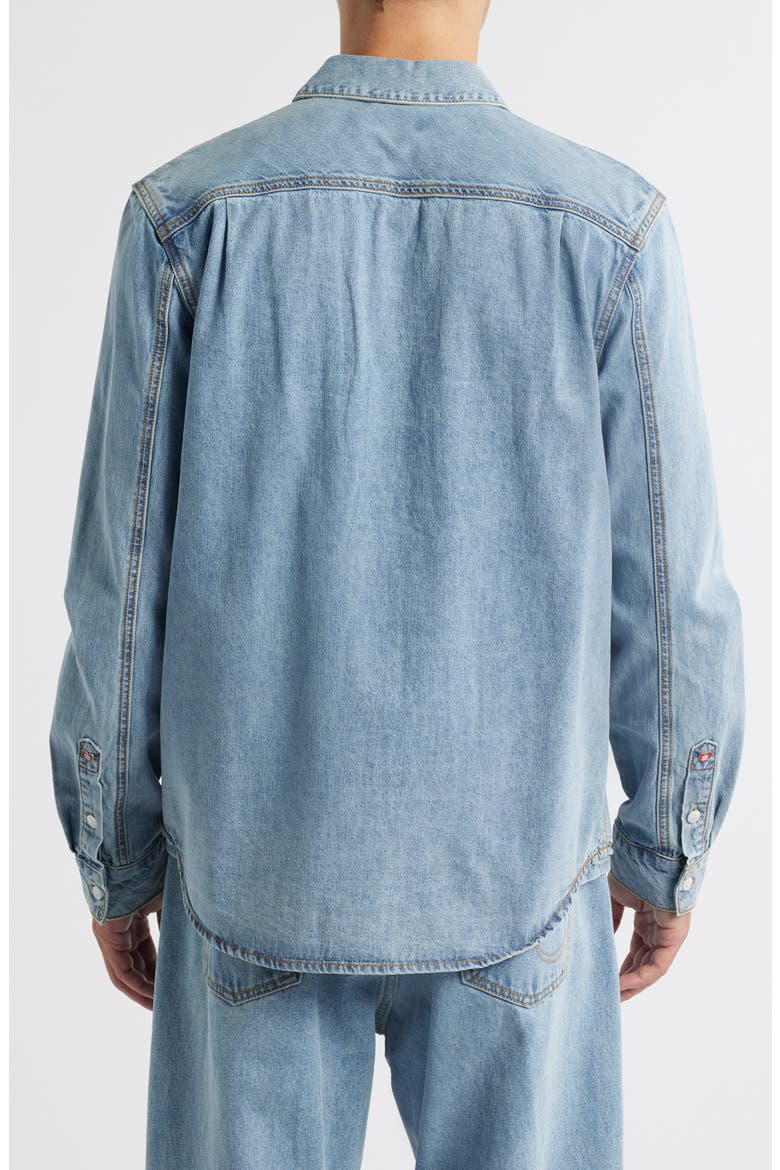 Parado Logo Graphic Denim Button-Up Shirt, Alternate, color, BUTTER PECAN