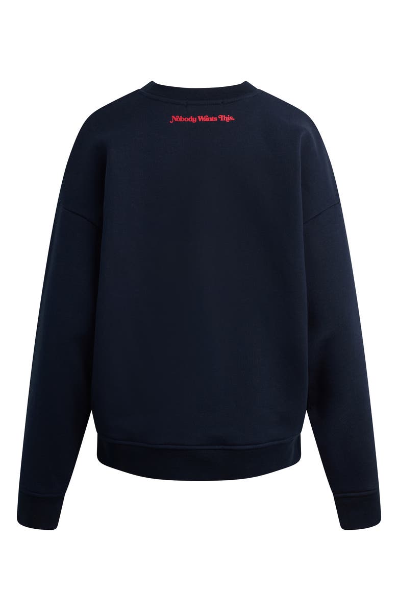 Favorite Daughter x 'Nobody Wants This' Hot Rabbi Crewneck Sweatshirt, Alternate, color, Navy