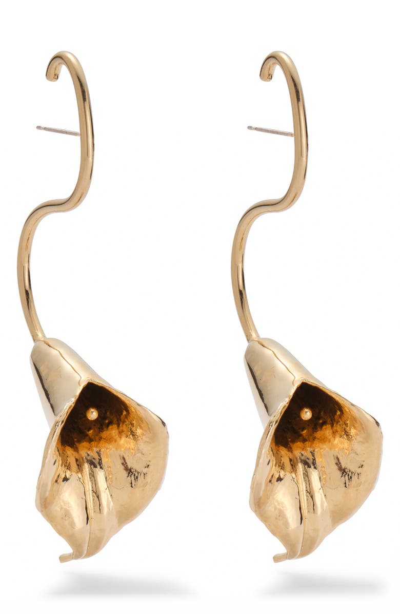 Lady Grey Calla Lily Drop Earrings, Main, color, Gold