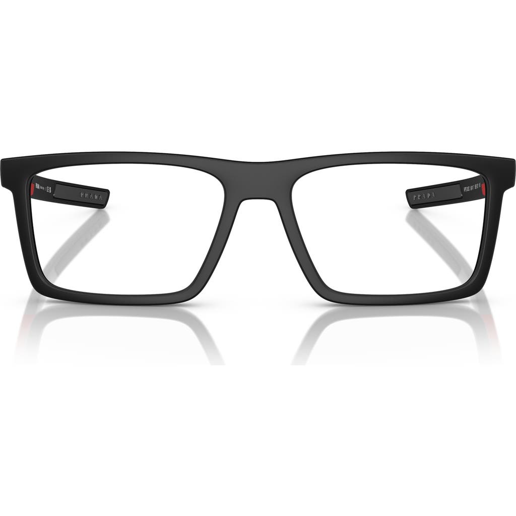 Prada Linea Rossa 56mm Rectangular Optical Frames In Matte Black