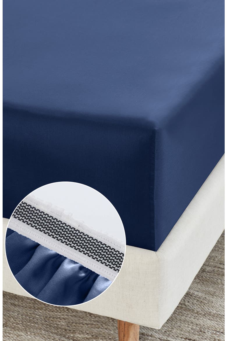 Signature Comfort 100% Egyptian Cotton Soft Sateen Sheet Set, Alternate, color, Navy Blue