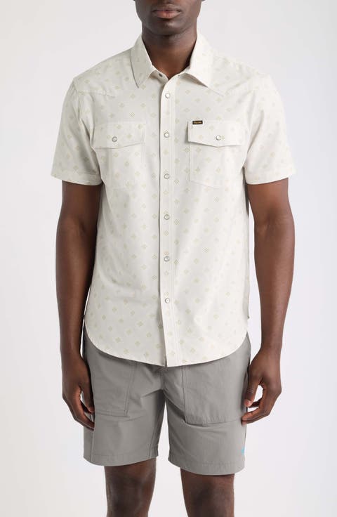 Barton UV Geo Print Short Sleeve Snap-Up Western Shirt