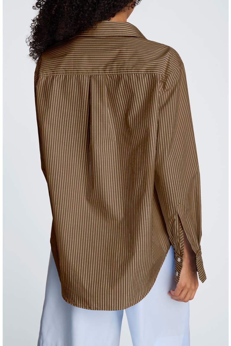 Pinstripe Button-Up Boyfriend Shirt, Alternate, color, MESQUITE MULTI