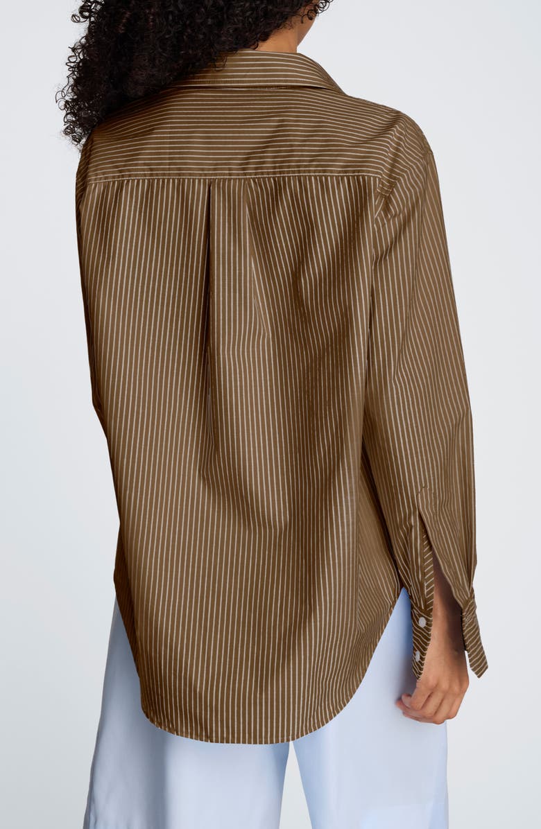 Kenneth Cole Pinstripe Button-Up Boyfriend Shirt, Alternate, color, Mesquite Multi