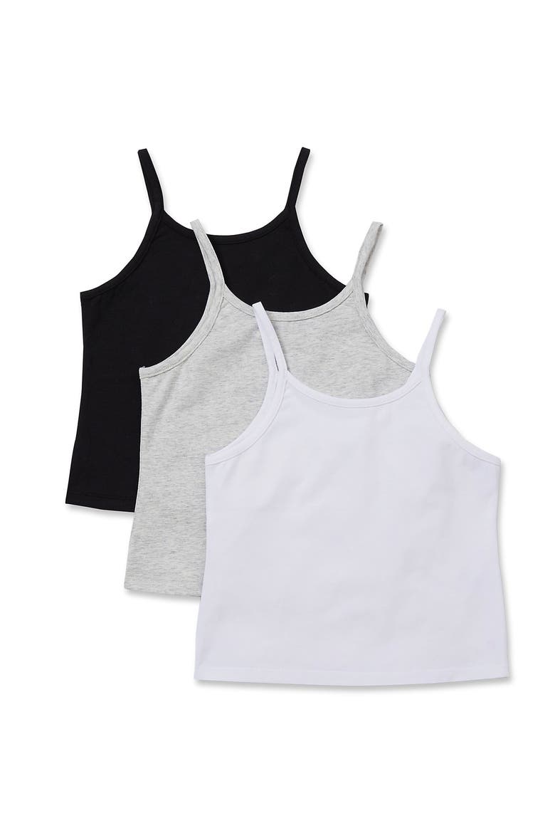 Girls Cami Tops 3 Pack, Main, color, White/Gray/Black