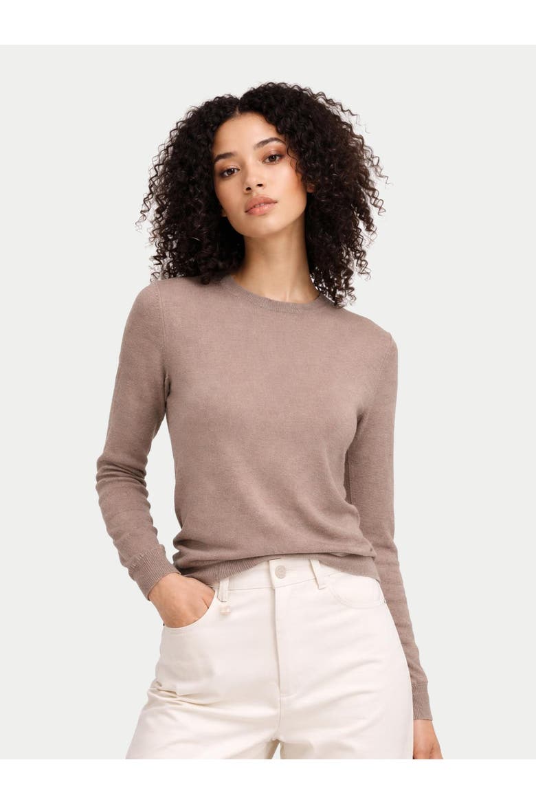 Women C-Neck Cashmere Sweater, Alternate, color, timber wolf