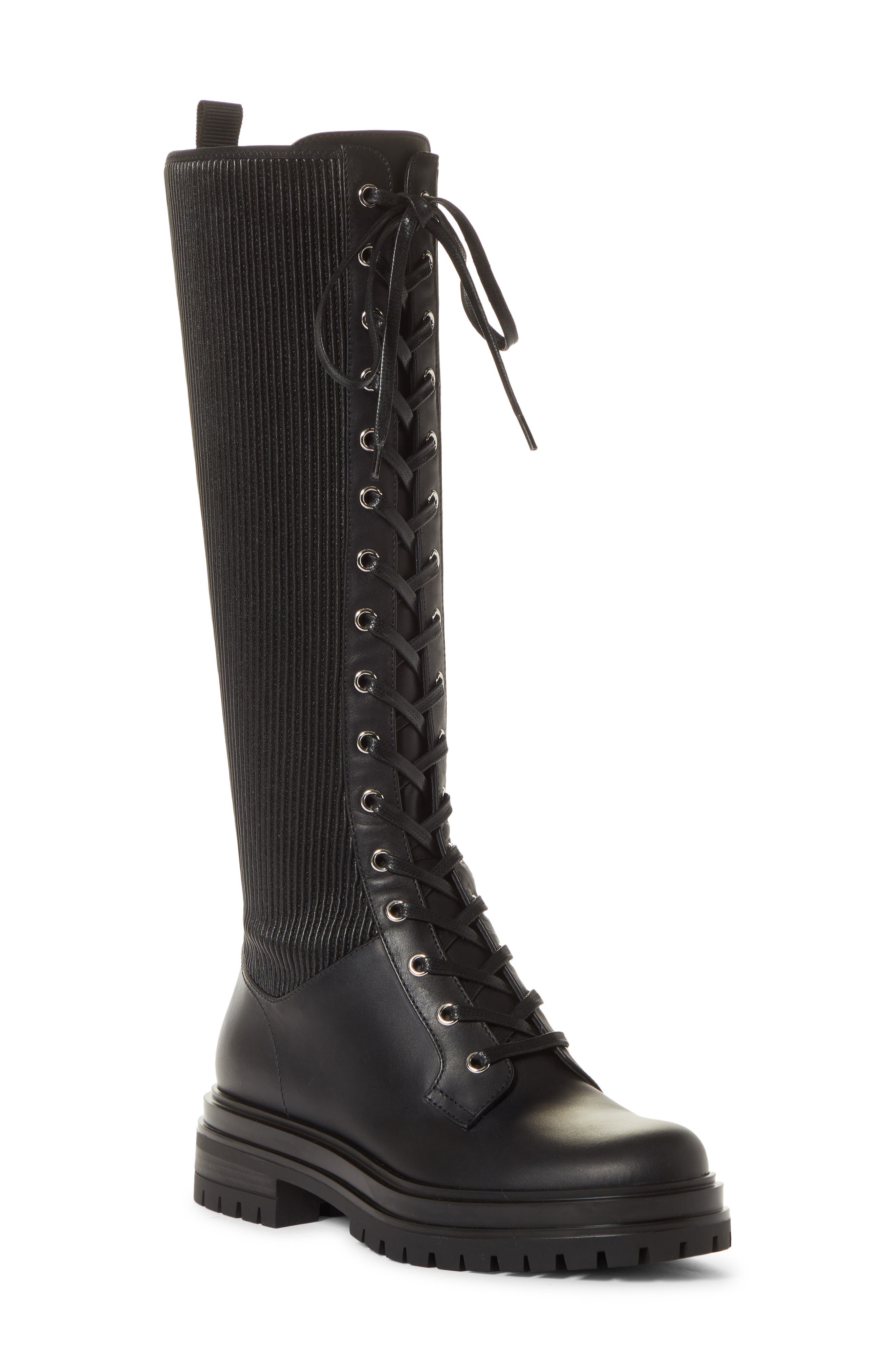 Gianvito Rossi Trek Knee High Lace-Up Boot, Main, color, 