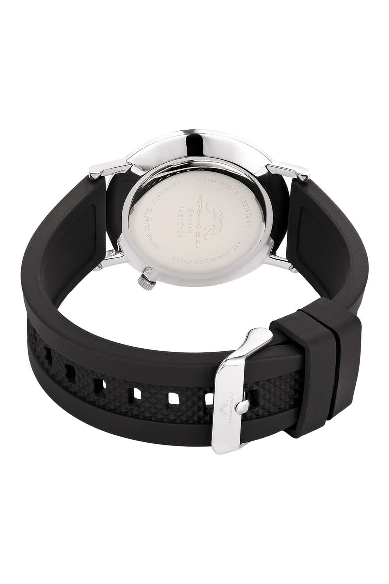 Bennett Silicone Strap Watch, 40mm, Alternate, color, BLACK AND WHITE
