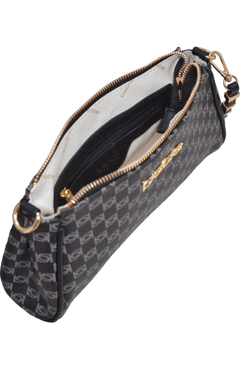 bebe Adela Monogram Crossbody Bag, Alternate, color, Black