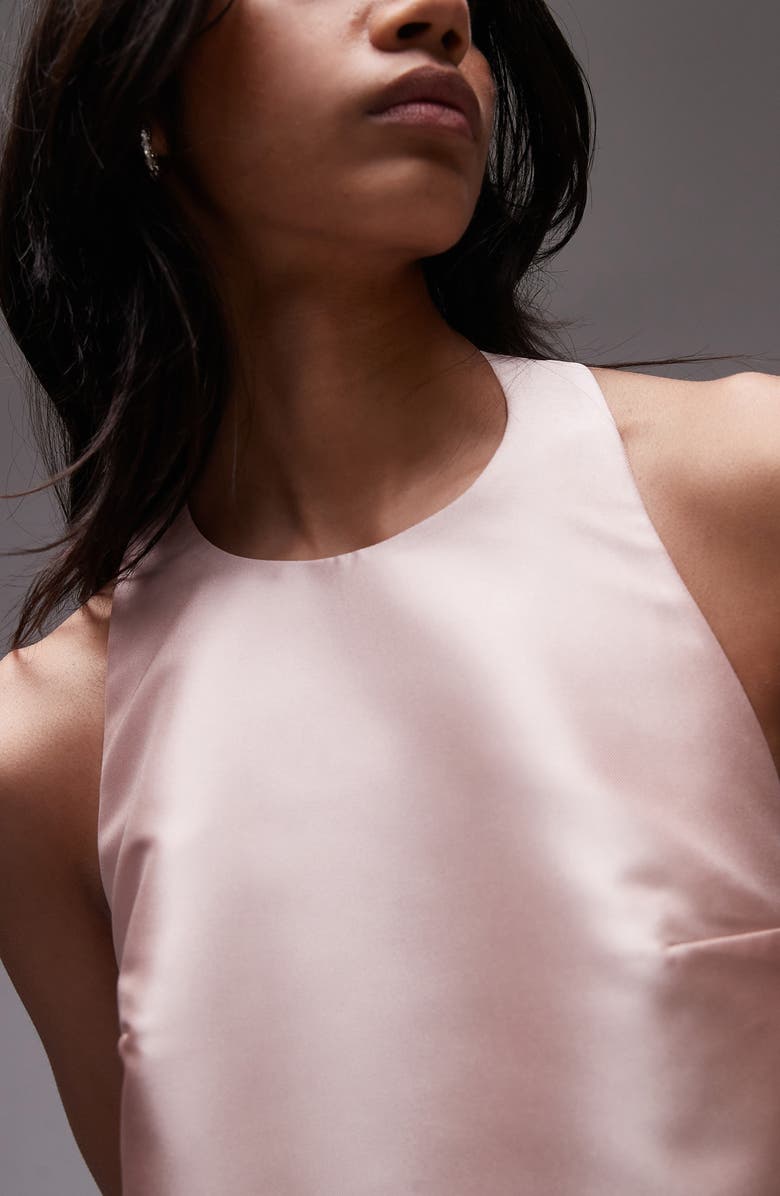 Topshop Open Back Satin Halter Minidress, Alternate, color, 