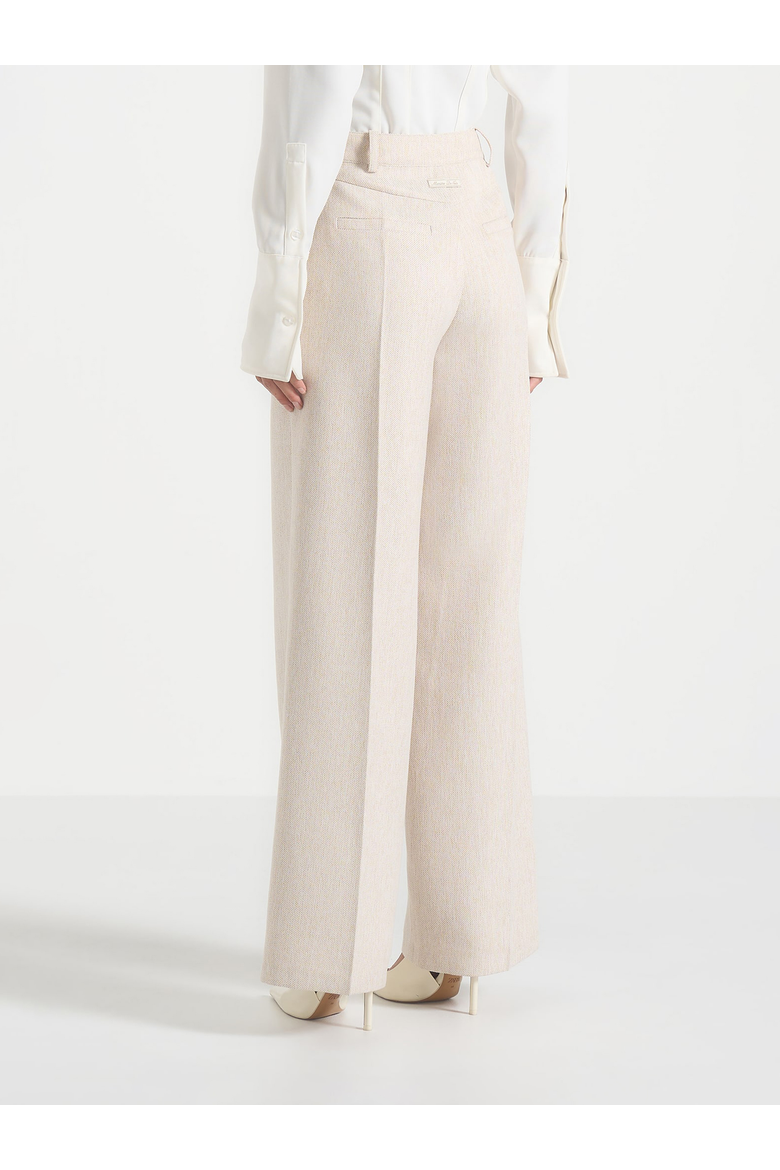 Beryl Wrap Tailored Trousers With Hardware Detail, Alternate, color, Cream