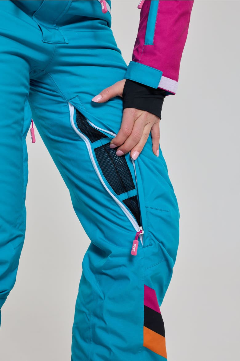 Exodus Shaped Women's Ski Suit, Alternate, color, Teal and scarlet