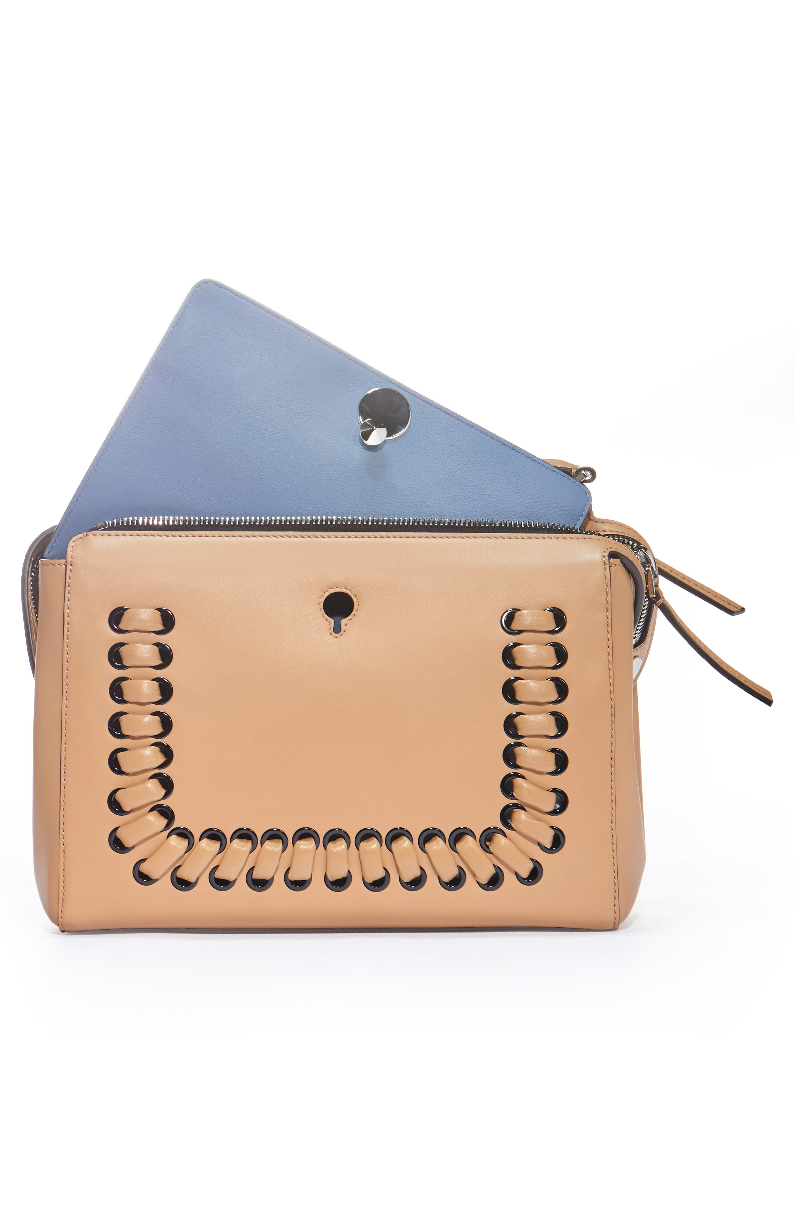 'DOTCOM' Lace-Up Leather Satchel, Alternate, color, CUOIO/ CERULIO