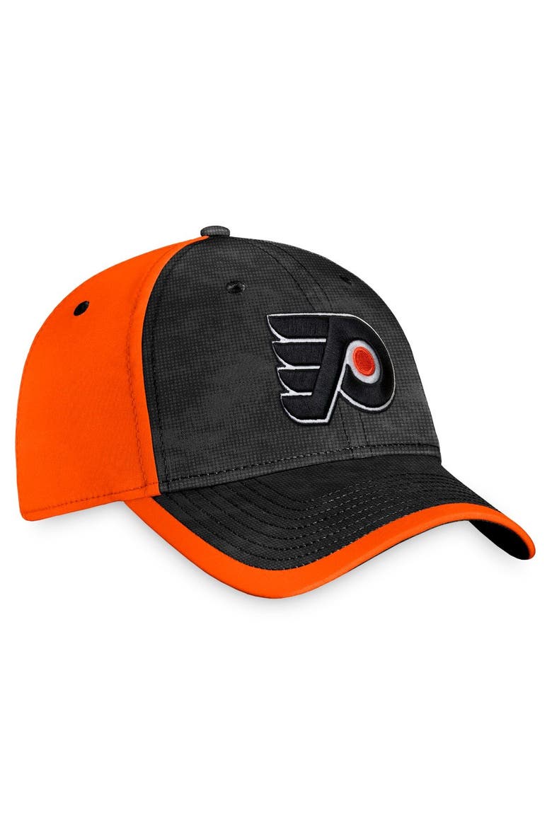 Men's Fanatics Branded Black/Orange Philadelphia Flyers Authentic Pro Rink Camo Flex Hat, Alternate, color, Black