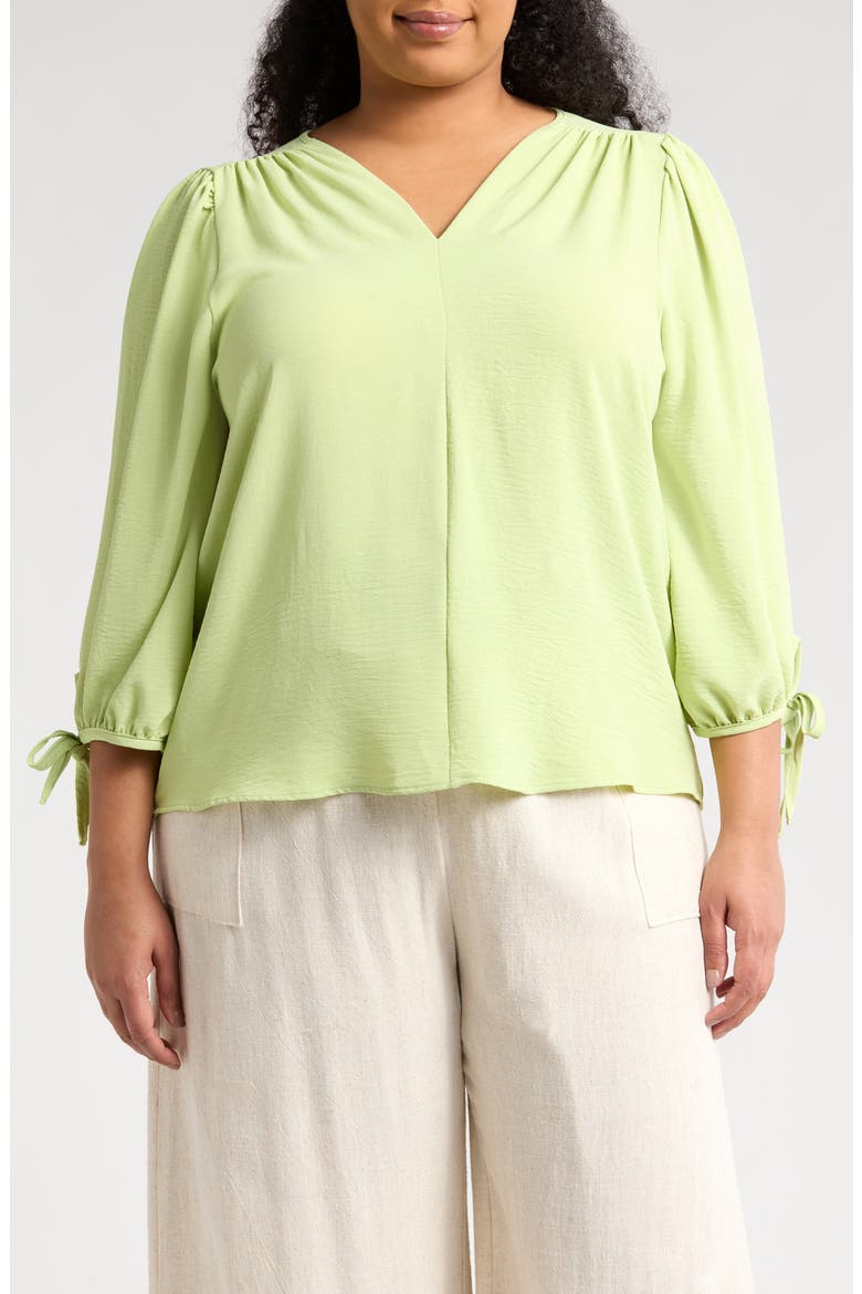 V-Neck Long Sleeve Top, Main, color, DARK CITRON