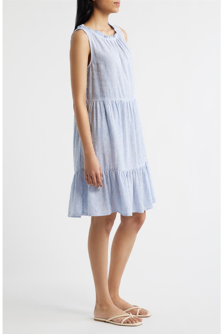 Saison Sleeveless Tiered Linen & Cotton Dress, Alternate, color, BLUEBERRY CHEESECAKE