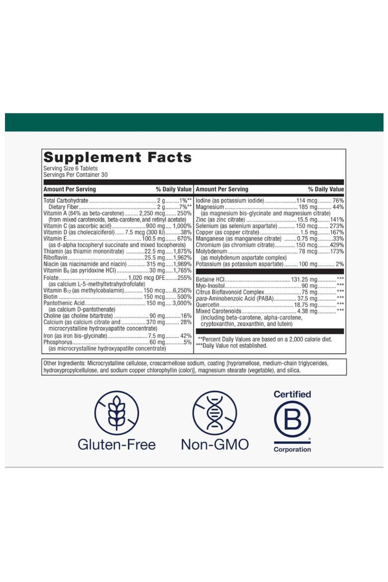 Multigenics Intensive Care Multivitamin with Iron High-Absorption Formula 180 Tablets, Alternate, color, None