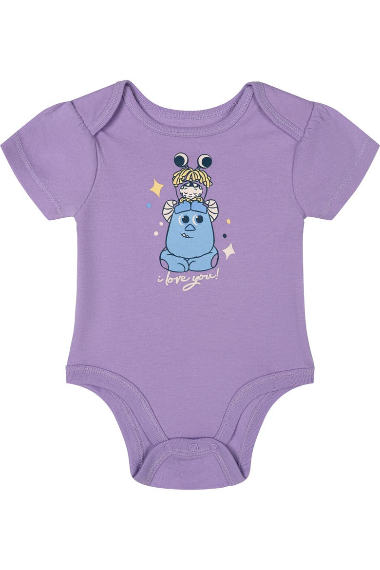 Pixar Girls' 5-Pack Short Sleeve Bodysuits, Alternate, color, Pixar Purple Pink Blue