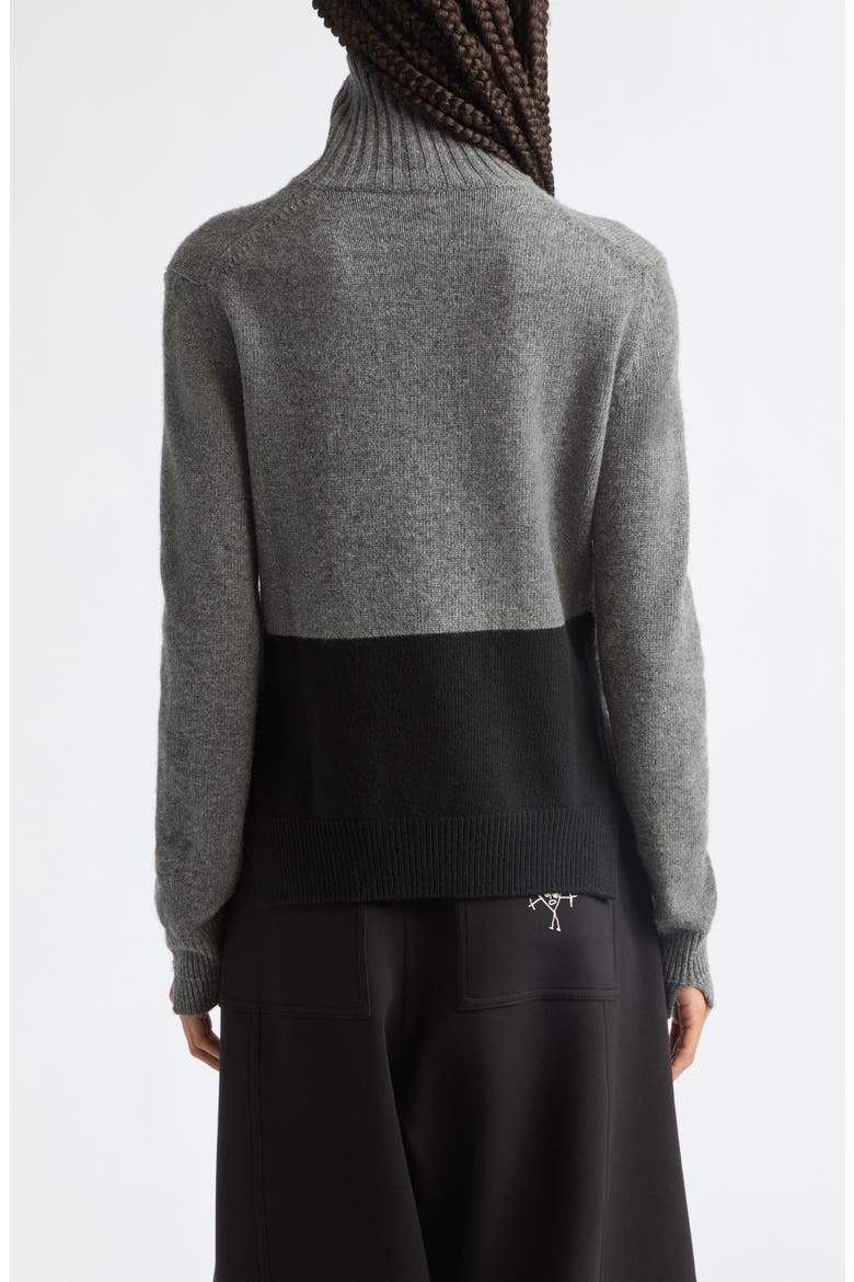 Colorblock Turtleneck Wool & Cashmere Sweater, Alternate, color, GREY BLACK RUM