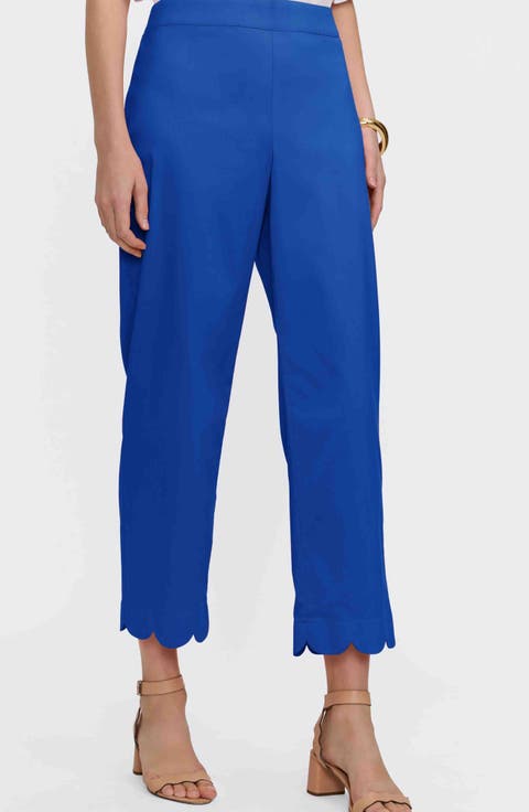 Elaine Scallop Hem Cotton Blend Crop Pants