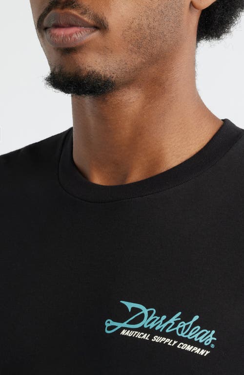 Dark Seas Fish Hook Cotton Graphic T-shirt In Black